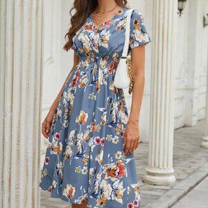 Women's floral print short-sleeved dress